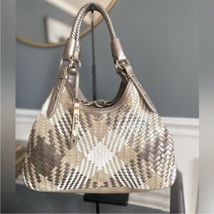 Cole Haan purse bag, satchel, metallic earthtones, new trending braided handles
